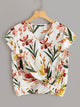 Ruffle Armhole Twist Hem Floral Top