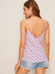 Striped and Confetti Heart Print Cami Top