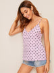 Striped and Confetti Heart Print Cami Top