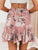 Simplee Drawstring Waist Floral Print Godet Skirt