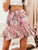 Simplee Drawstring Waist Floral Print Godet Skirt