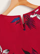 Plants Print Knot Cuff Ruffle Hem Blouse