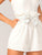 Contrast Stitch Frill Trim Self Belted Tube Romper