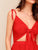 Knot Shoulder Peekaboo Tie Front Shirred Back Romper