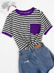 Pocket Patched Striped Ringer Tee