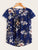 Contrast Lace Cuff Floral Print Blouse
