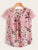 Contrast Lace Cuff Floral Print Blouse