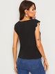 Cutout Neck Scalloped Armhole Shell Top