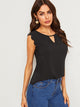 Cutout Neck Scalloped Armhole Shell Top