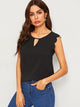 Cutout Neck Scalloped Armhole Shell Top