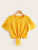 Layered Sleeve Knot Hem Blouse