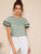 Contrast Wave Lace Trim Layered Ruffle Sleeve Top