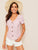 Striped Print Button Front Pocket Patch Top