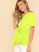 SHEIN Neon Lime Keyhole Back Belted Top