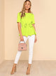 SHEIN Neon Lime Keyhole Back Belted Top