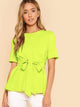 SHEIN Neon Lime Keyhole Back Belted Top