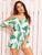 Cold Shoulder Knot Front Tropical Print Romper