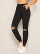 Letter Tape Cut Out Sweatpants