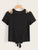 Solid Cut Out Shoulder Knot Front Top