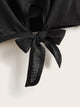 Solid Cut Out Shoulder Knot Front Top