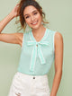 Tie Neck Contrast Piping Sleeveless Top