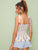 Knot Strap Ruffle Hem Shirred Striped Top