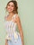 Knot Strap Ruffle Hem Shirred Striped Top