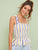 Knot Strap Ruffle Hem Shirred Striped Top