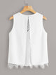 Solid Split Back Lace Insert Tank Top