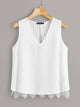 Solid Split Back Lace Insert Tank Top