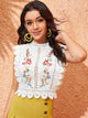 Mock-Neck Guipure Lace Trim Embroidery Top