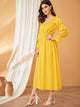 Polka Dot Print Flounce Sleeve Maxi Dress