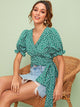 Ditsy Floral Wrap Self Tie Blouse