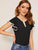 Contrast Binding Keyhole Flutter Sleeve Top