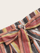 Striped Button Front Belted Skirt
