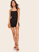 Cherry Print Crisscross Backless Slip Romper