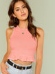 Ruffle Hem Ribbed Crop Tank Top