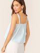 Solid Frill Trim Tie Front Top