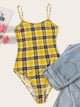 Plaid Fitted Cami Bodysuit