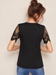 Contrast Lace Sleeve Tee