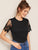 Contrast Lace Sleeve Tee