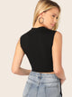 Mock-Neck Cut Out Front Crop Top