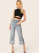 Mock-Neck Cut Out Front Crop Top