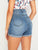Button Front Roll Hem Denim Shorts