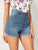 Button Front Roll Hem Denim Shorts