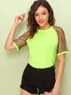 Embroidery Mesh Sleeve Top