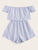 Off The Shoulder Stripe Print Romper