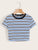  Ribbed Striped Crop Tee