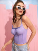Contrast Topstitching Frill Trim Cami Top