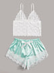 Floral Lace Bralette With Satin Shorts